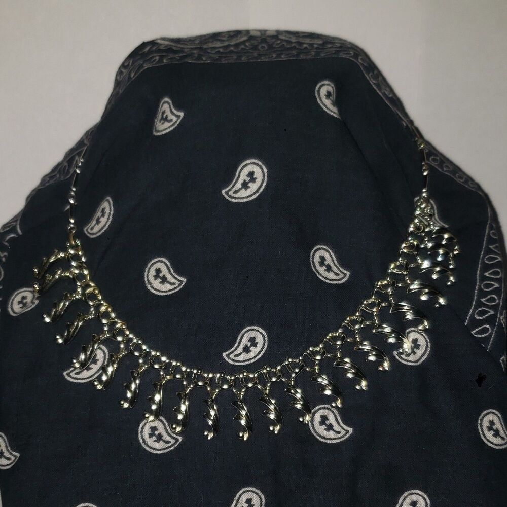 vintage silvertone choker Necklace Asymmetrical Dangling Pendants Hook Closure